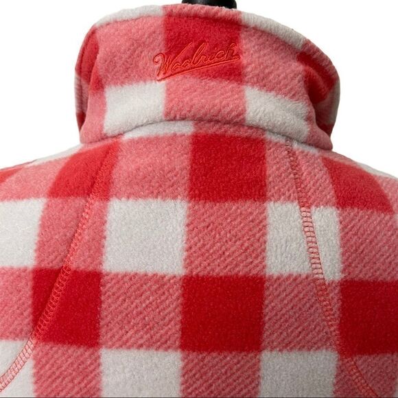 Woolrich Red White Buffalo Plaid Fleece Zip Front Vest Size M - Picture 9 of 13